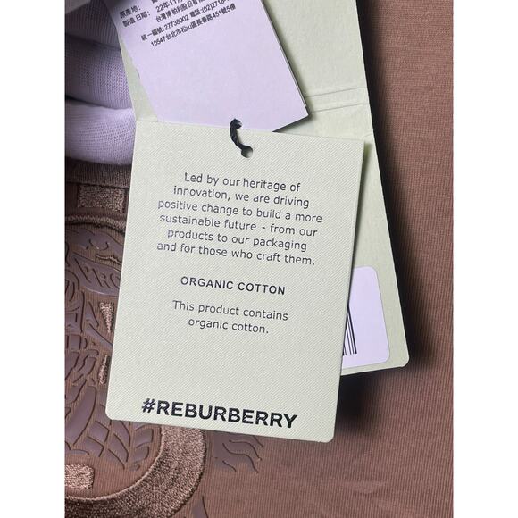 Burberry TB Monogram Embroidered Logo Organic T-Shirt Brown Size XS Overfit NWT - Picture 8 of 15